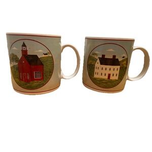 BRANDON HOUSE~VTG 1998 Set of 2 coffee/mugs Country life‎ used great farm/barn